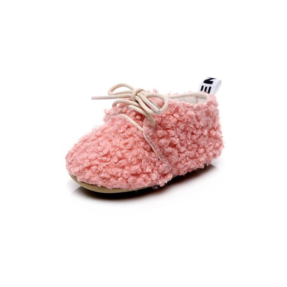 2024 Unisex Baby Shoes Winter New British Style Lace-up Cotton Shoes Hard-soled Children Baby Toddler Shoes 0-2 Years Old