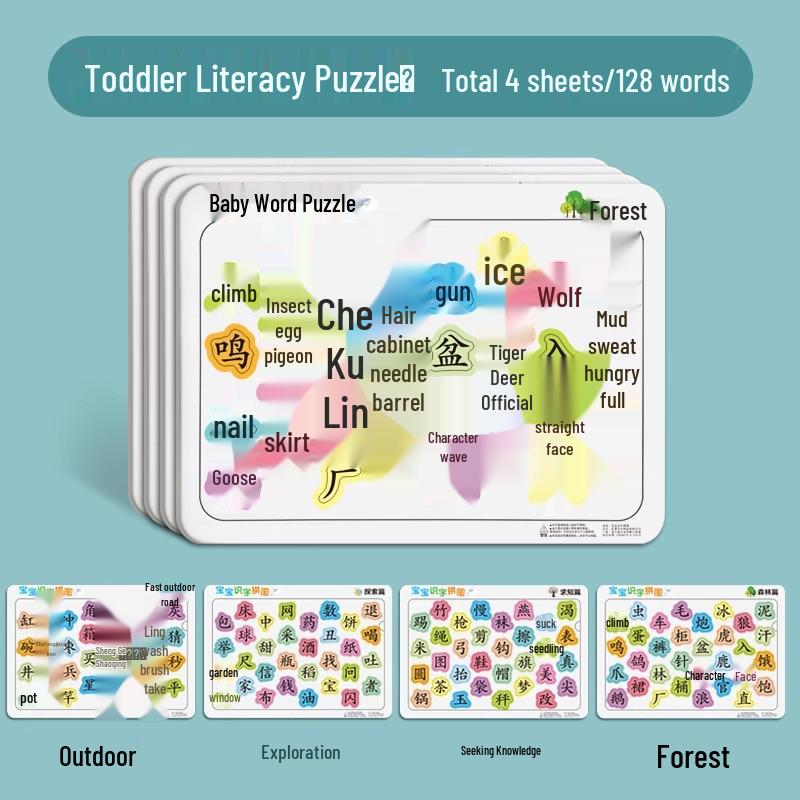 Advanced Educational Literacy Puzzle for Ages 3-6: Early Chinese Character Recognition Cards for Toddlers and Young Children