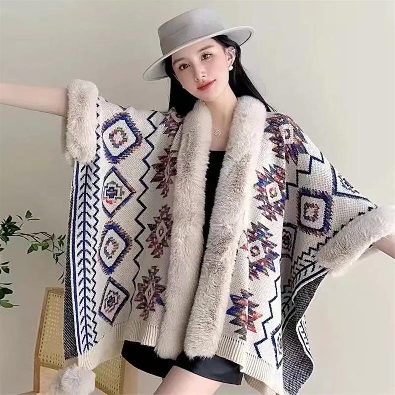 Women's Ethnic Style Knitted Shawl Cardigan for Autumn & Winter Travel
