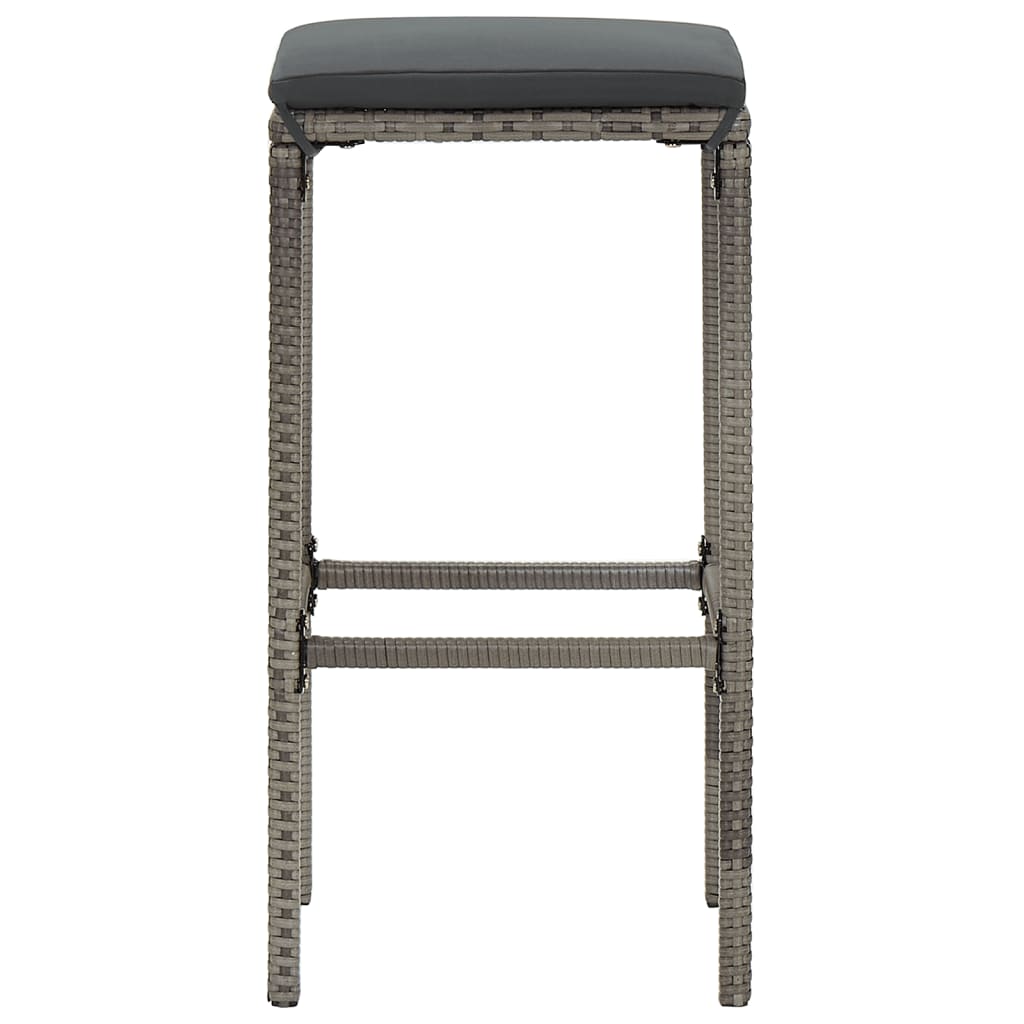 3 Piece Outdoor Bar Set Gray Solid Acacia Wood and Poly Rattan