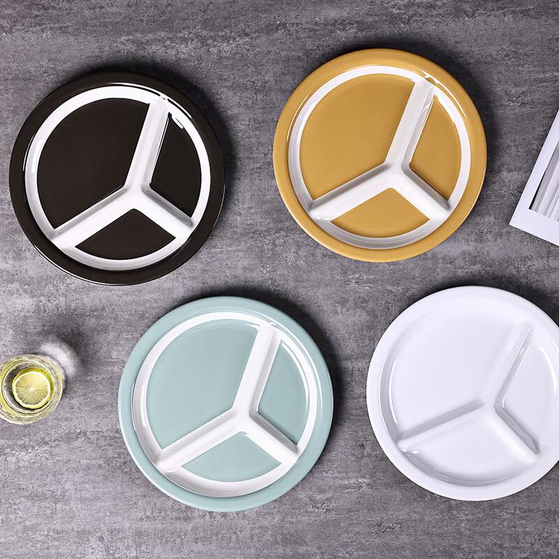 SHALL White Melamine 3-Compartment Divided Dinner Plate