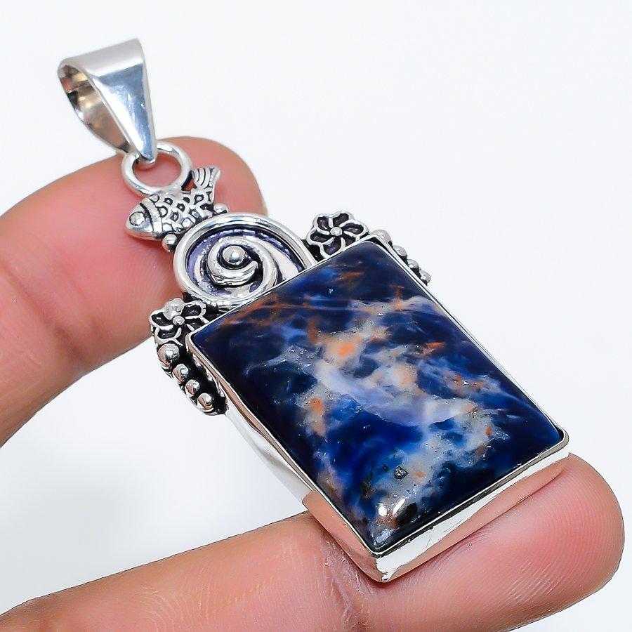 

Sodalite Gemstone Handmade 925 Sterling Silver Jewelry Pendant 2.36 SU-9911