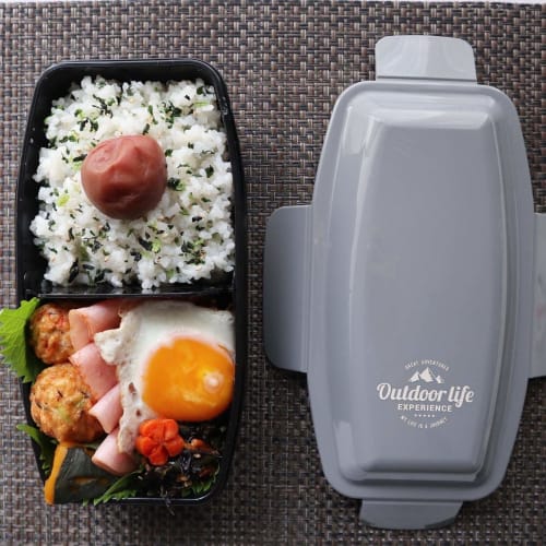 Komori Resin Bento Box, Outdoor Life, 4-Point Lock Dome Lunch Box, Gray, 750ml, Easy-to-Wash R-Shaped, Made In Japan