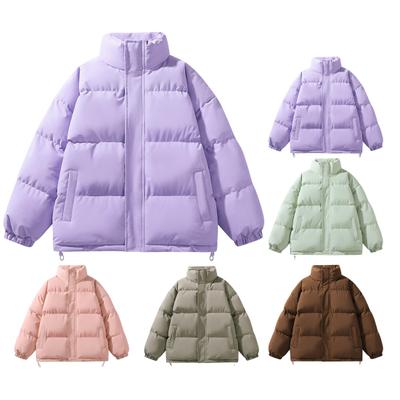 Herren Baumwollmantel Stehkragen Langarm Einfarbig Reißverschlussleiste Steppjacke Kordelzug Saum Verdickte Loose Fit Oberbekleidung