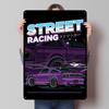 Street Racing Drift Car Printed Poster Customized Wall Art Retro Vintage Metal Tin Signs for Garage Aesthetic Decoration Room