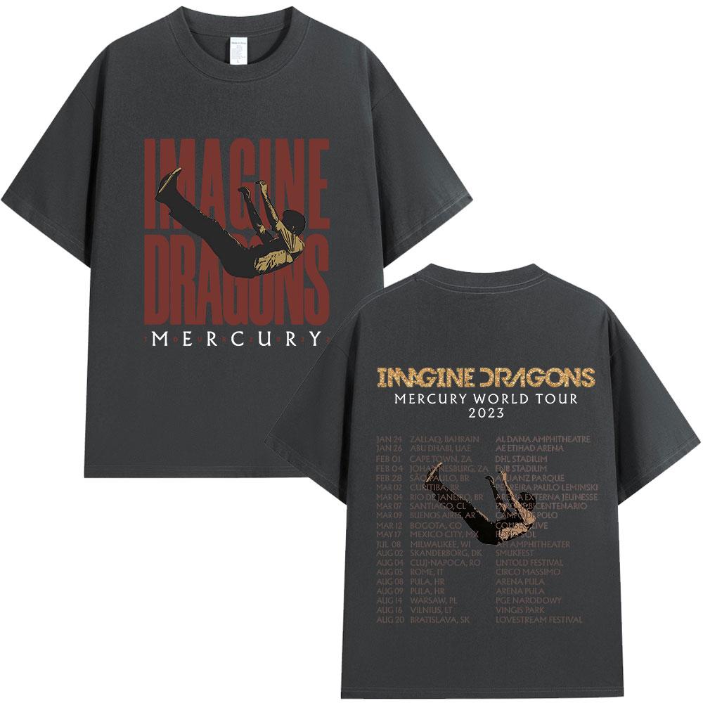 Imagine Dragons Mercury Tour 2022 Concert T Shirt Hip Hop Rock Band Tshirt Men Women Clothing Cotton Loose Short Sleeve T-shirts