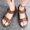 Men's Casual Genuine Leather Open-Toe Beach Sandals with Air Cushion - Lightweight and Plus Size for Outdoor Activities.