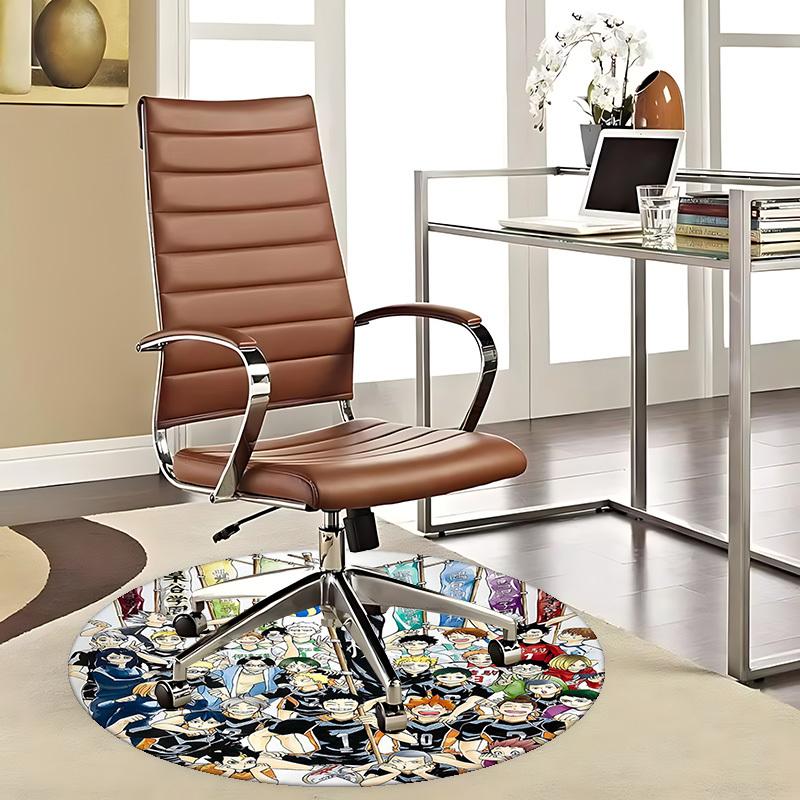 

1pc Haikyuu!! Karasuno High School Volleyball Club Round Carpet, Office Chair Mat, Non-Slip Rug for Home Decor, Gift, Suitable for Office, Living Room 80cm by 80cm