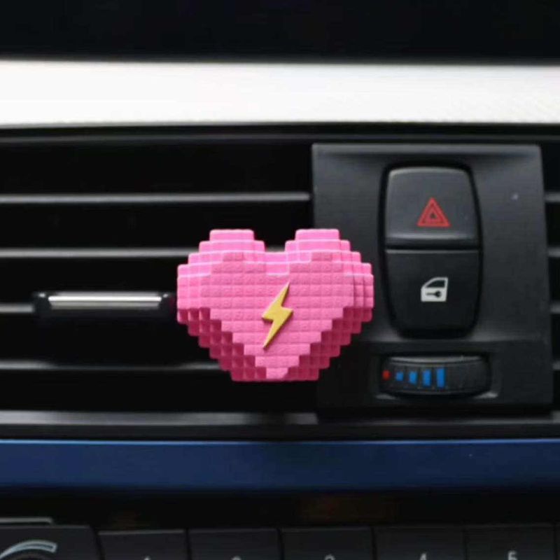 [Wang Sulong] Luomanca Heart-Shaped Car Air Freshener - Pink and Girly Aroma Diffuser Stone for Air Vent with High Aesthetic Appeal Rose Pink [Rose Lychee]