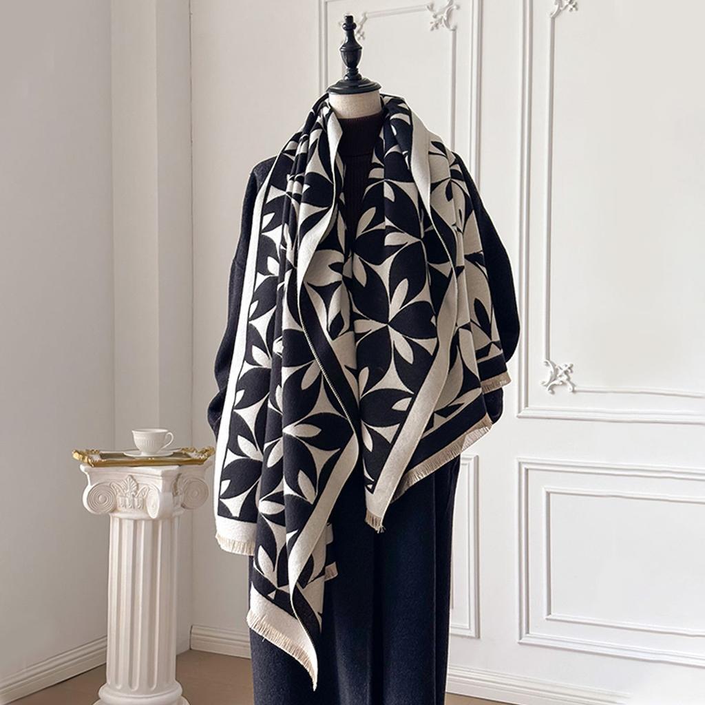 Trojúhelníkový kostkovaný šátek z imitace kašmíru pro ženy, dvojí použití, podzimní a zimní teplý studentský šátek k ochraně před chladem, šála