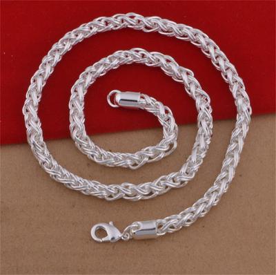 Men's Twisted Hoop Necklace 20 Inches Simple Geometric Silver-plated S925 Silver Necklace Jewelry