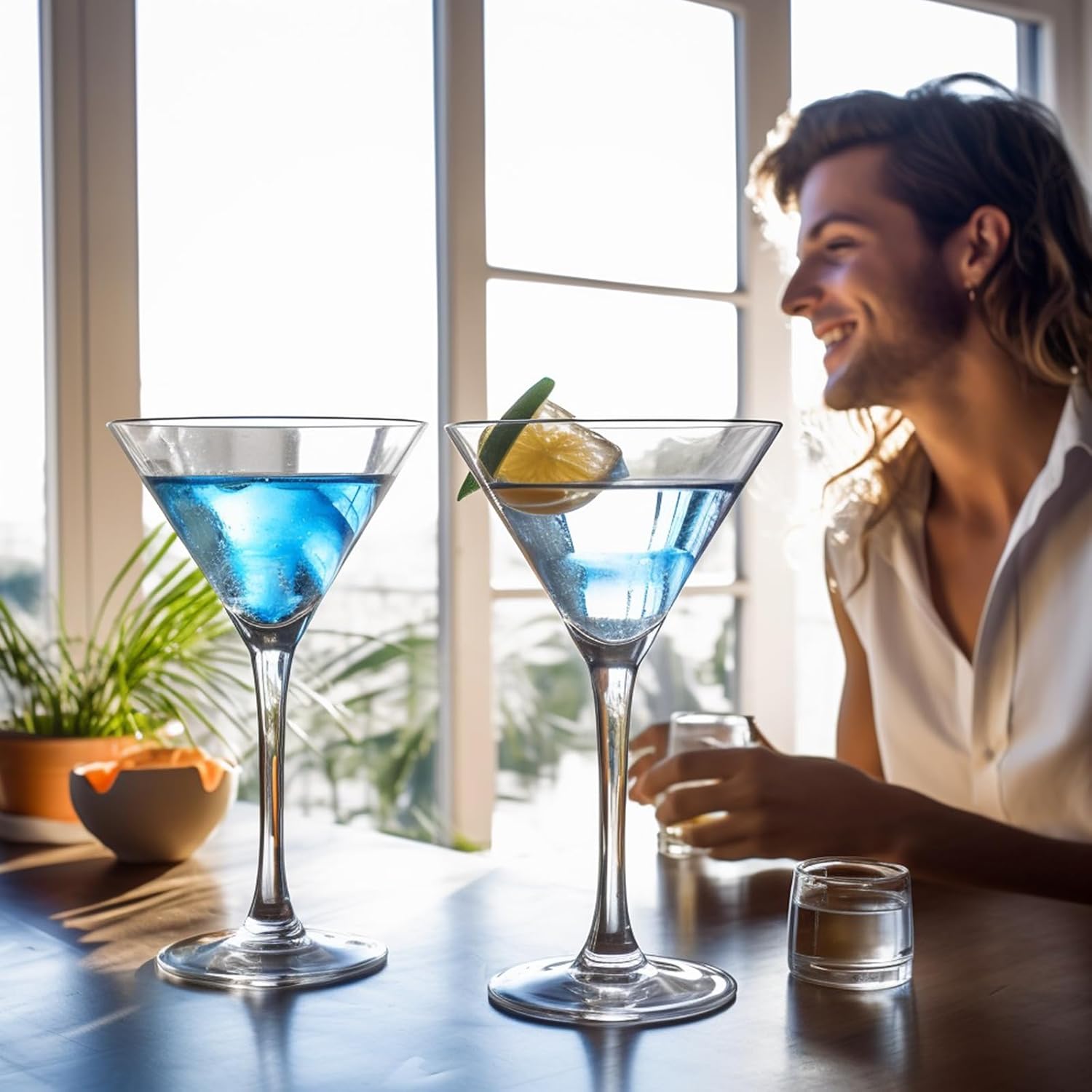 Unbreakable Martini Glasses Set of 6, 10 oz Plastic Martini Cocktail Glasses with Stem, Reusable Cocktail Glasses for Bar, Margarita, Whiskey, Gin,