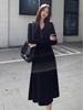 Women's French Chic Gray Hooded Knit Dress - Autumn/Winter Slimming Sweater Long Skirt