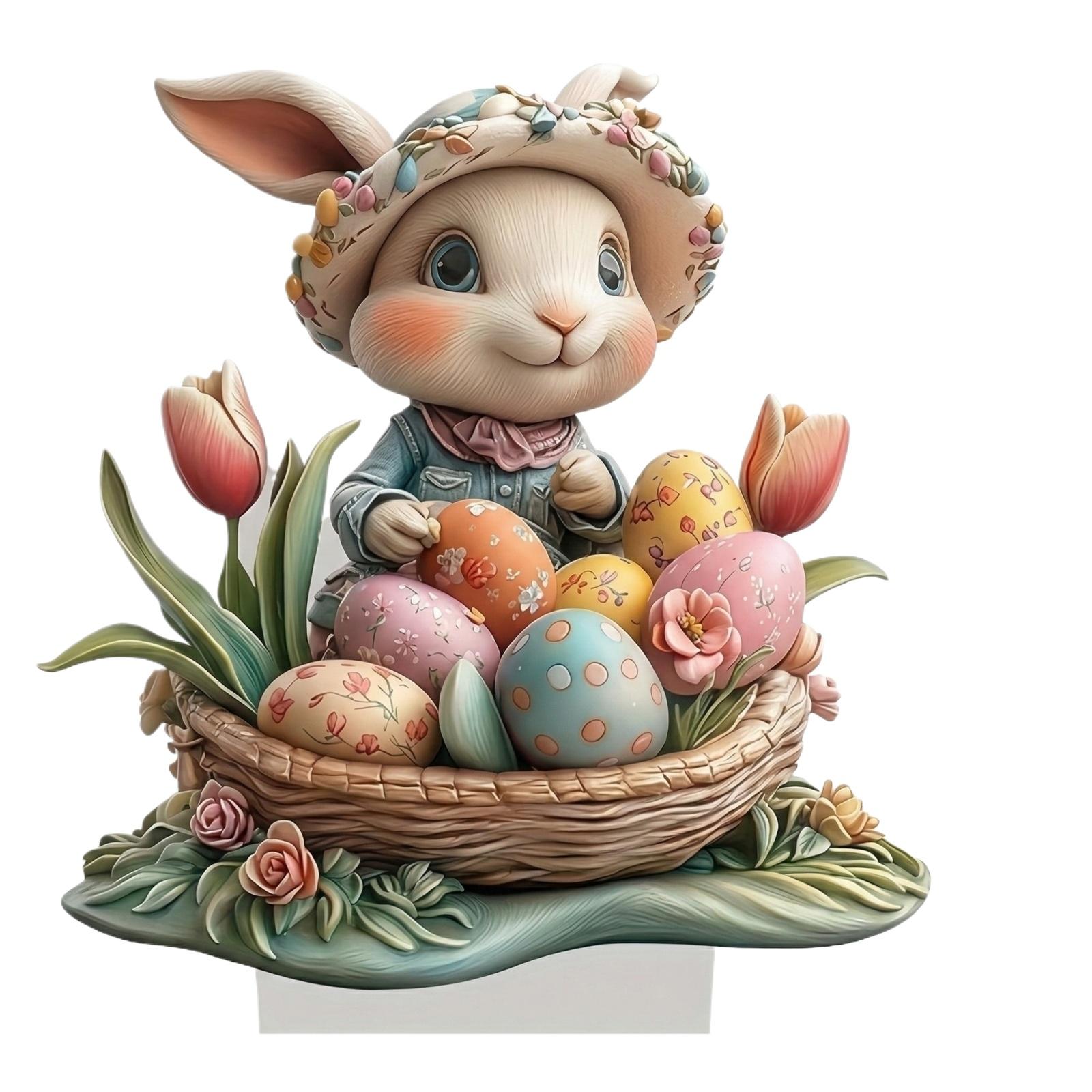 

Cute Easter Egg Bunny Acrylic Ornament One Size