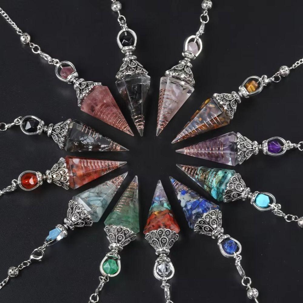 Dowsing Natural Chips Pendulums Yoga Pendant Witchcraft Pendulo Crystal Pendulum Women Girls