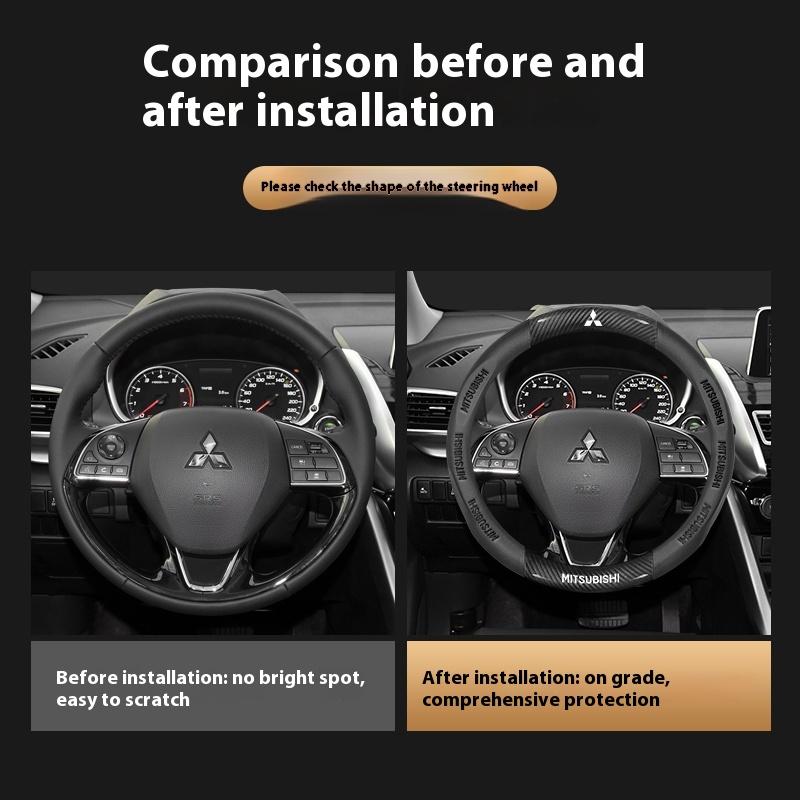 Auto Koolstofvezel Leer Stuurwielhoes Voor Mitsubishi RALLIART ASX Colt Eclipse Galant LANCER EX OUTLANDER Pajero Triton