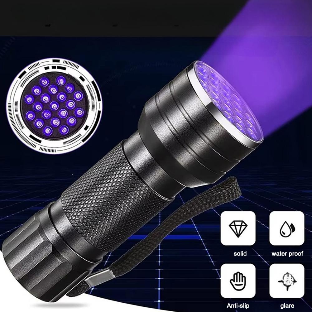 21LED UV Light 395nm Waterproof UV Flashlight Ultraviolet Mini UV Lamp Portable Torch For Nails Black Light Lamp J4I6