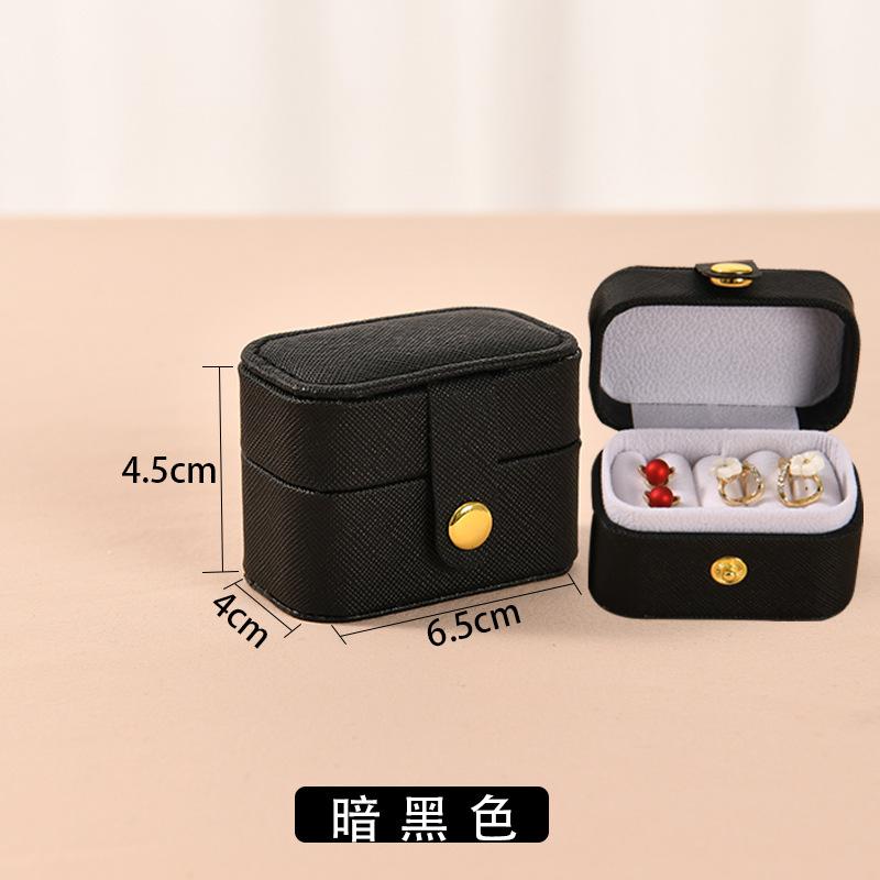 Portable Jewelry Box Pu Mini Ring Box Earring Storage Jewelry Box Snap Button