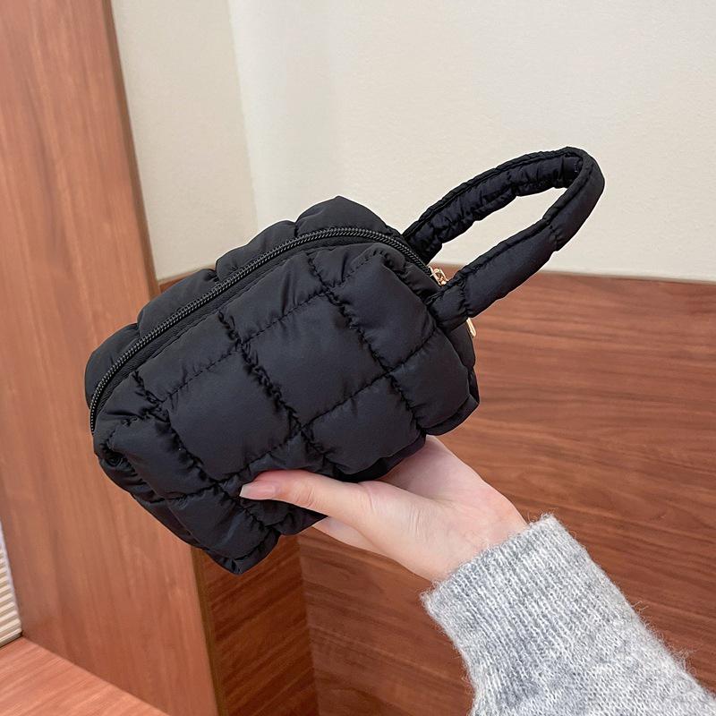 Portable Quilted Cosmetic & Stationery Bag – Large Capacity Pencil Case чёрный