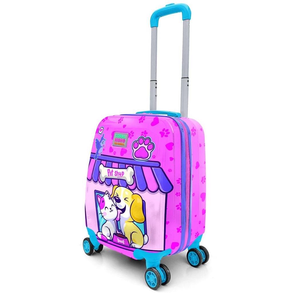 coral high Kinderkoffer mit Katzen- und Hundemuster für Kinder 16776