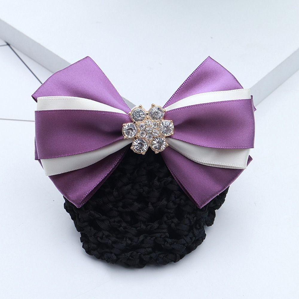 Women For Girls Hotel Nurse Bowknot Spring Clip Korean Bun Snood Hairgrips Cover Net Ponytail Clip