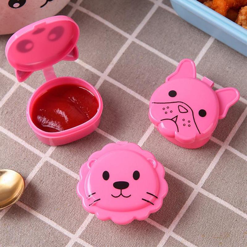 3Pcs Mini Sauce Box Squeeze Sauce Bottle Plastic Bottle Seasoning Bottle Storage Box Cartoon Cooking Seasoning Salad Bottle