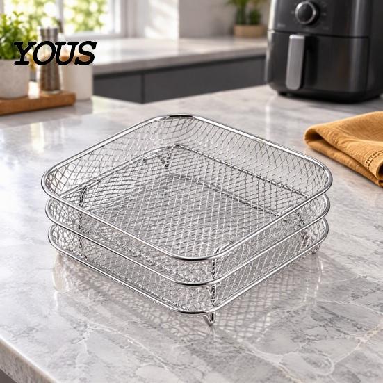 High Temperature Resistant Racks Stackable Air Fryer Rack, 304 Stainless Steel Multi-Layer Grill Stand with Fine Home Kitchen Essentials