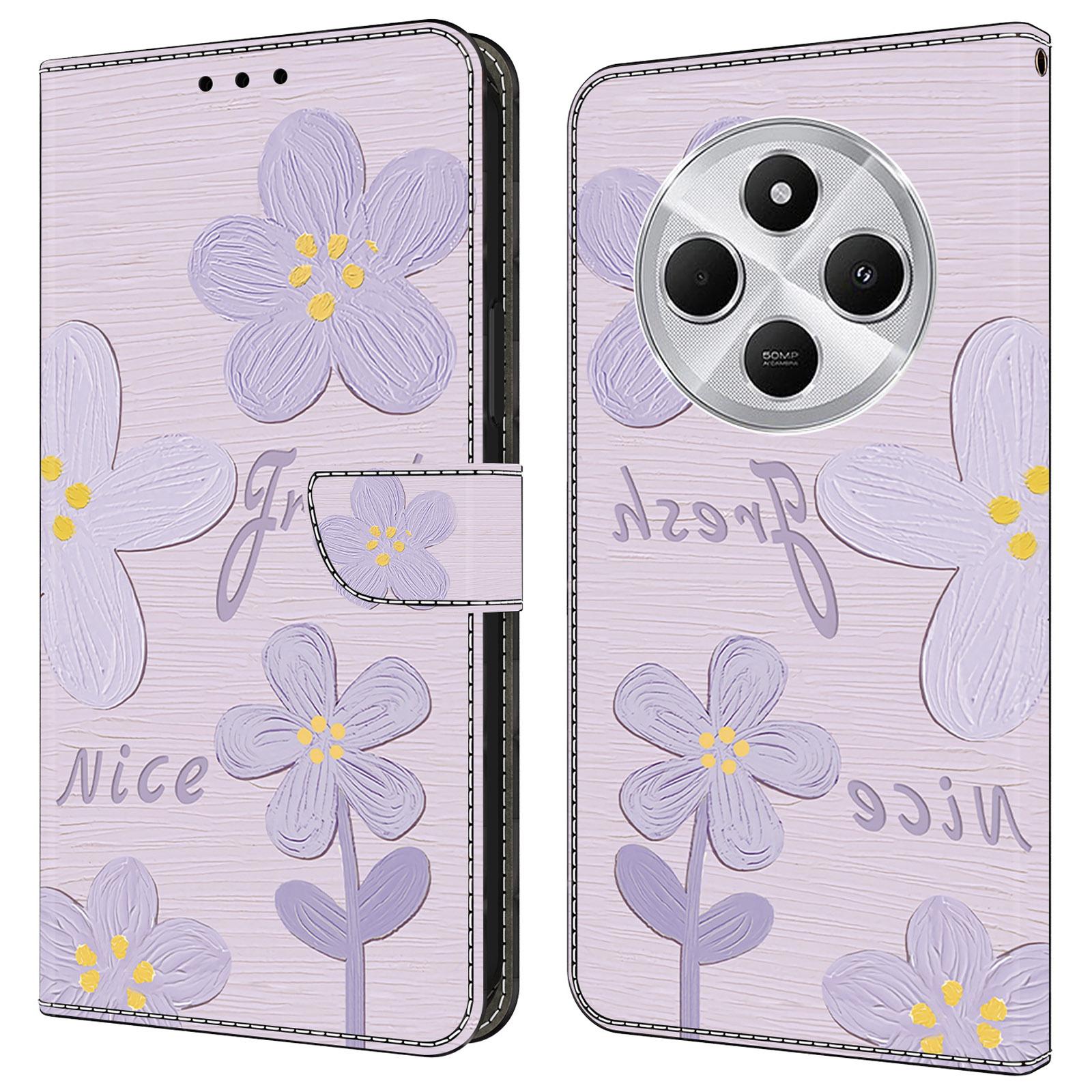 

Кожаный чехол-книжка с рисунком для Xiaomi Redmi 14C 4G / Redmi 14R 5G / Poco C75 4G, противоударный, кошелек C