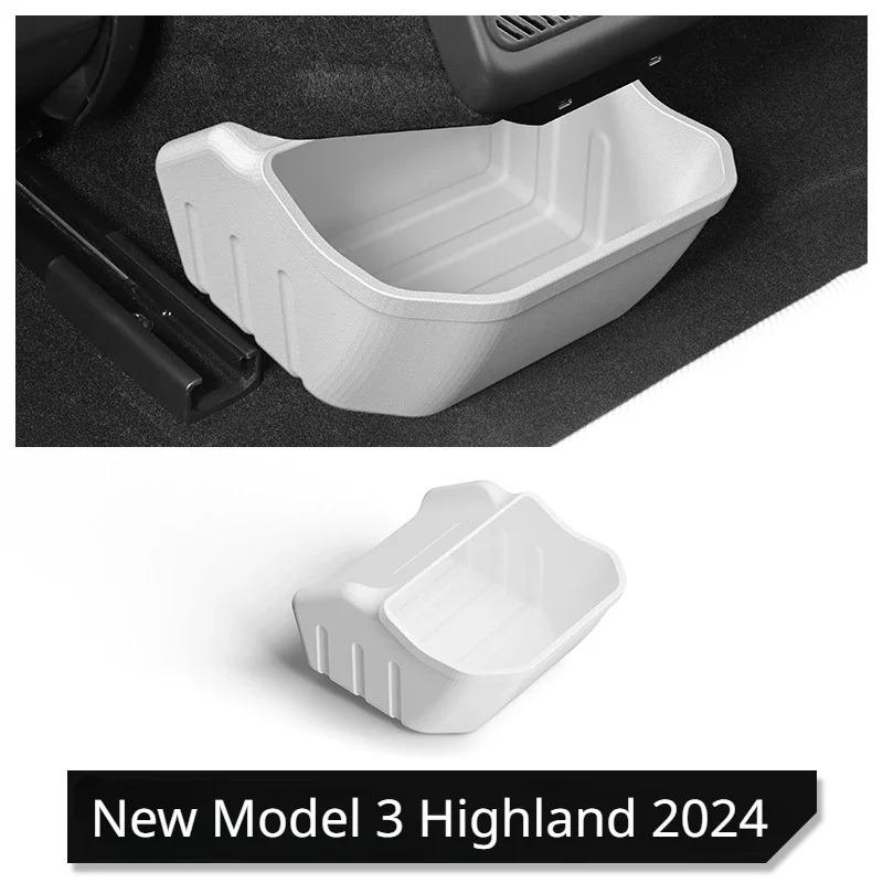 

For Tesla 2024 New Model 3 Highland Rear Middle Storage Box Silicone Rear Floor Storage Box Organizer Car Interior Accessories