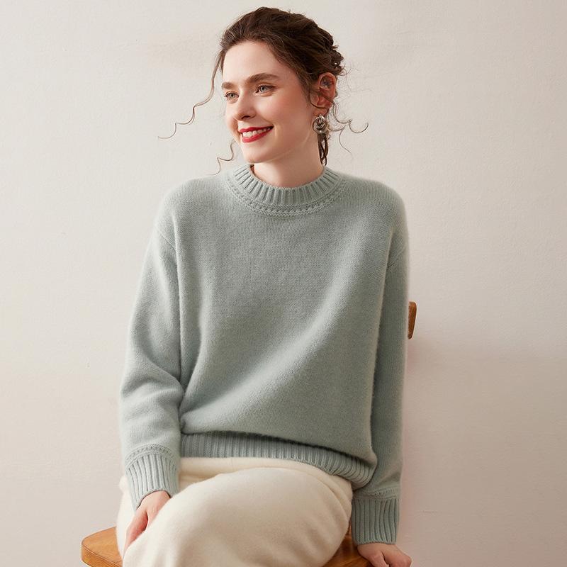 Women's Baby Cashmere Sweater: Soft, Warm, Loose Knit, Solid Color, Versatile, Simple Base Layer