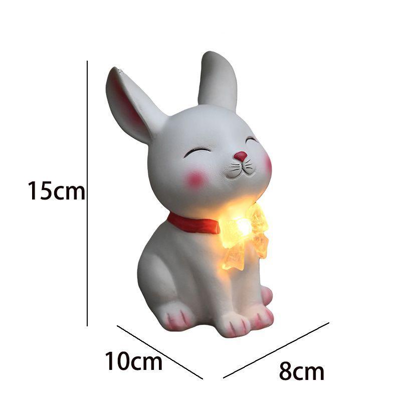 

Cute Resin Garden Easter Bunny Statue Outdoor Lawn Yard Bow-Knot Rabbit Figurine Ornaments Home Courtyard Balcony Solar Décor