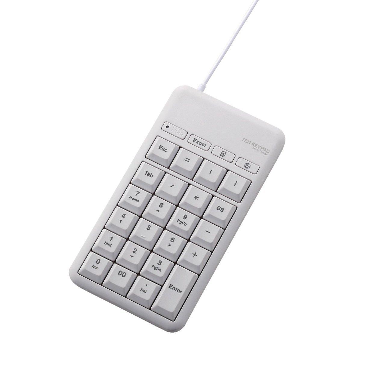 

ELECOM Tenkey Medium with USB Hub and Pad, Wired, Size, Membrane, Heavy-Duty, Hotkeys, White, TK-TCM015WH білий