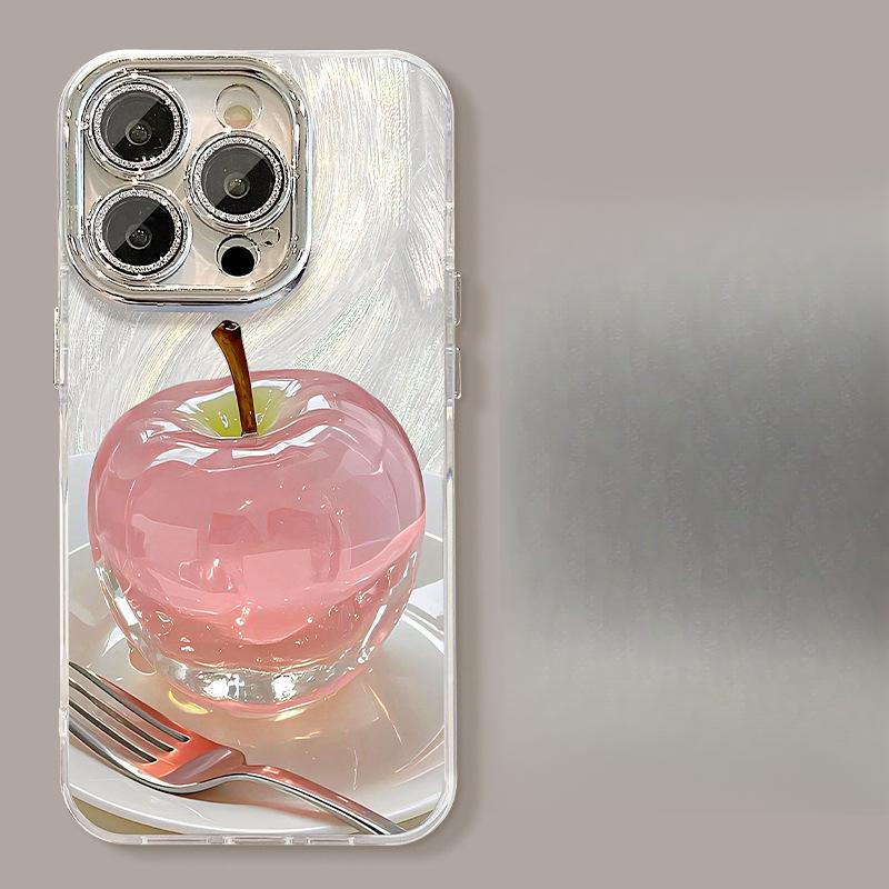 

Хрустальная подставка-зеркало в виде яблока, подходит для чехла мобильного телефона Apple 13, Huawei Mate60pro, пряжа «перо», 15 всесторонняя 14/11 Redmi K40/K40 Pro