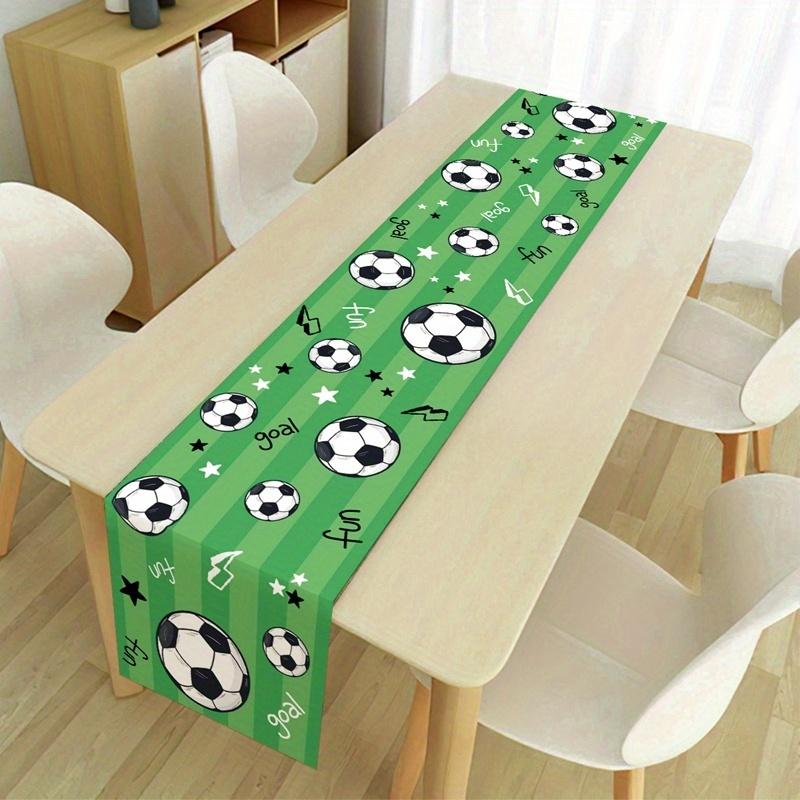 Soccer Party Linen Table Runner Home Table Decor Washable Soccer Theme Game Day Kitchen Dining Table Runner Sports Party Decor