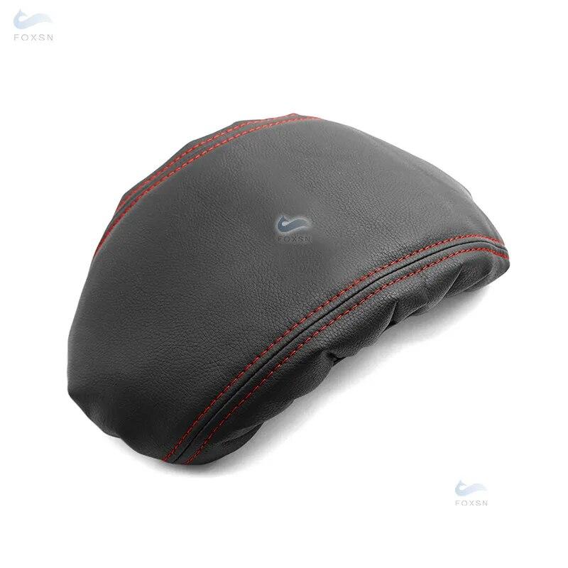 Black-red Line PU Leather with Sponge Armrest Cover For VW Passat 2005 2006 2007 2008 2009 Center Control Armrest Box Cover Trim