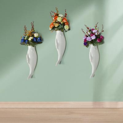 Wall-mounted Vase Creative Three-dimensional Fish Shape Flower Container Household Supplies