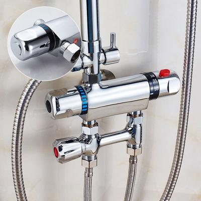 Thermostatic Shower Valve Chrome Bottom Bathroom Faucet Exposed Bar Shower Mixer Bathroom Accessories Valve Tap