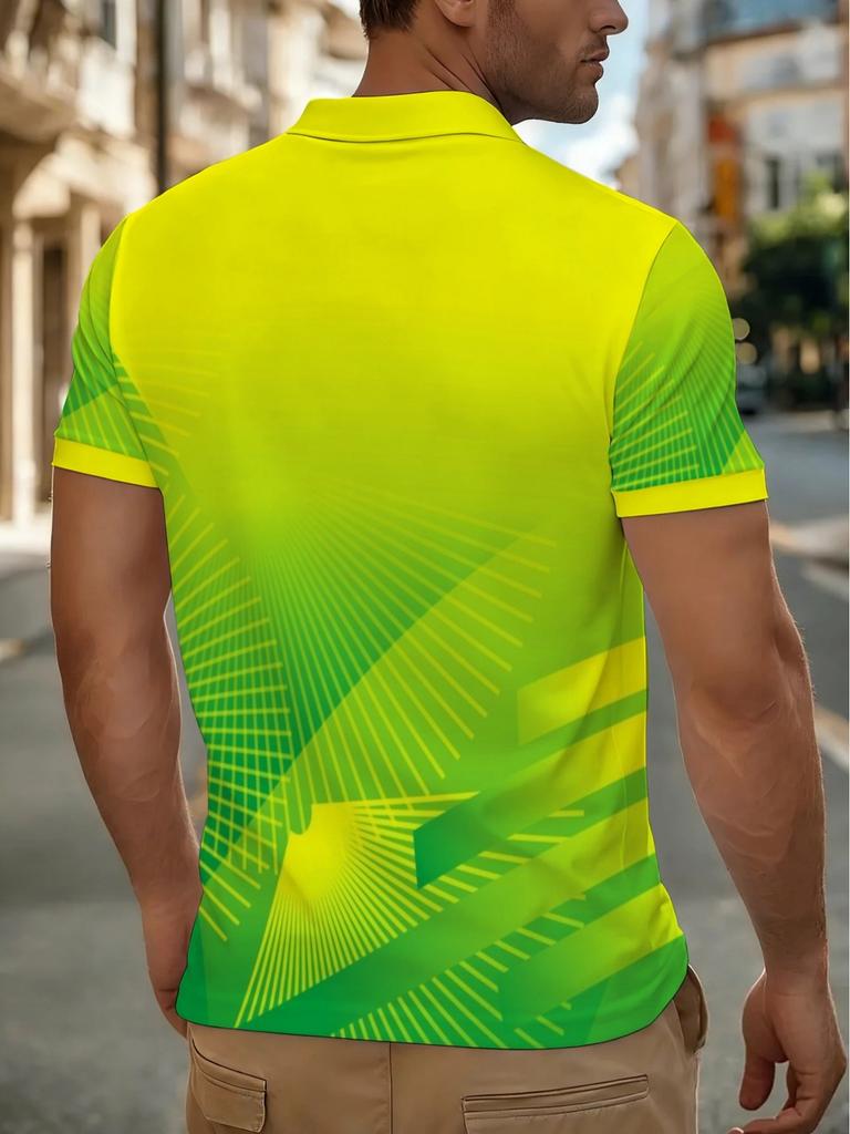 New Polo Shirt, Men'S Polo Shirt, Gradient Green Design, Lightweight And Durable, Perfect for Casual Wear, Comfortable Fit, Short Sleeves, an
