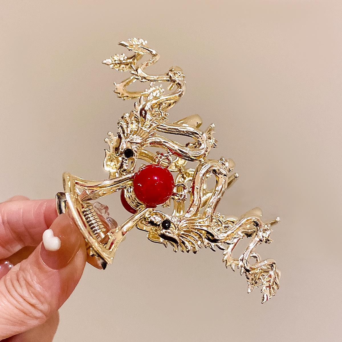 

«Элегантная заколка для волос на год Дракона»: Высококачественная женская заколка в виде акулы в китайском стиле с бриллиантами