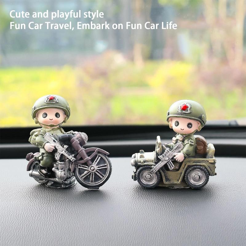 Soldier Sculpture 2Pcs Resin Home Decor Figurines Soldier Art Sculpture Collectible Figurine For Car Bedroom Living Room Table