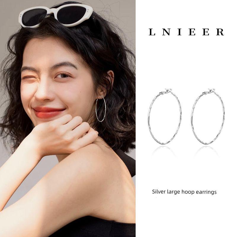 Fashion Exaggerated Female Stud Earrings Wide Surface Simple Bracelet 4cm Rhombus Silver Earrings [925 Silver Needle]