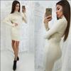 Autumn Winter Women's Fashion Rib Knit Sweater Dress Long Sleeve Turtleneck Stretchable Elasticity Slim Casual Knit Bodycon Sweater Dress