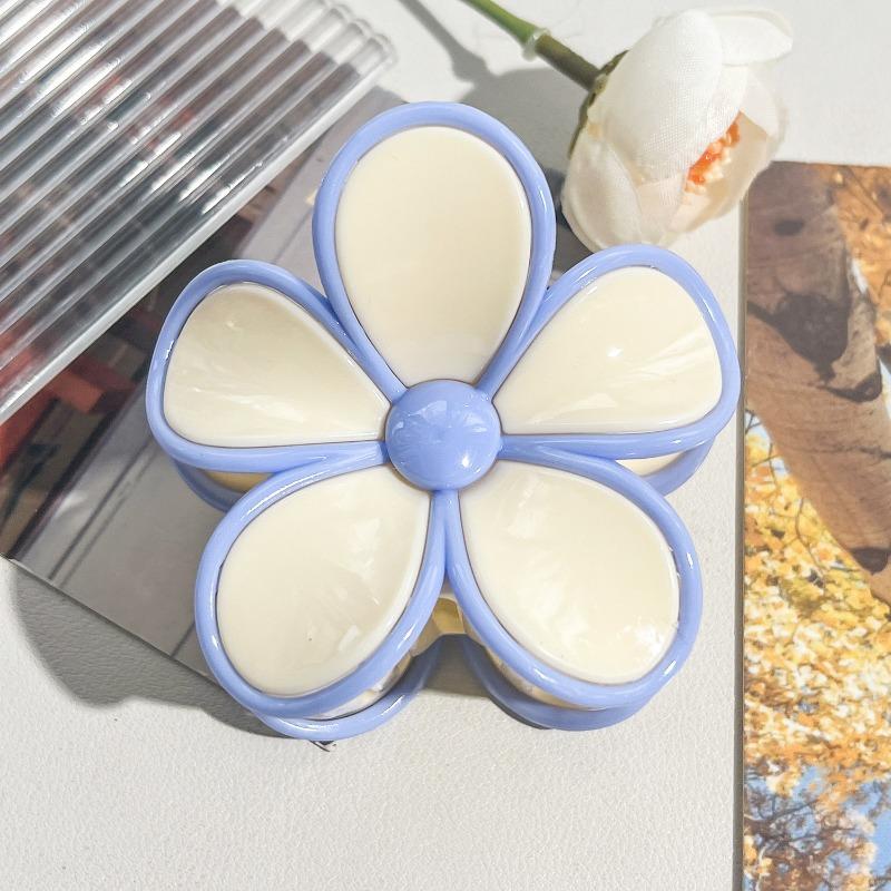 Colorful Contrasting Frangipani Hairpins Flower GrabbersSweet Back of The Head Updo Shark Hairpins