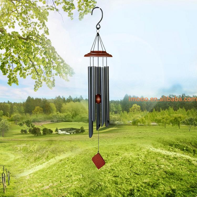 Factory Price Wind Chimes 26 Inches Deep Resonant 5 Tube Aluminum Wind Bell Chime Hanging Home Decoration