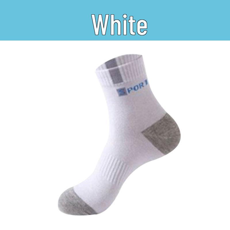 Men s Mid-Tube Sports Cotton Socks - Breathable, Deodorant, Sweat-Absorbent, All-Season Basketball Socks Standard белый