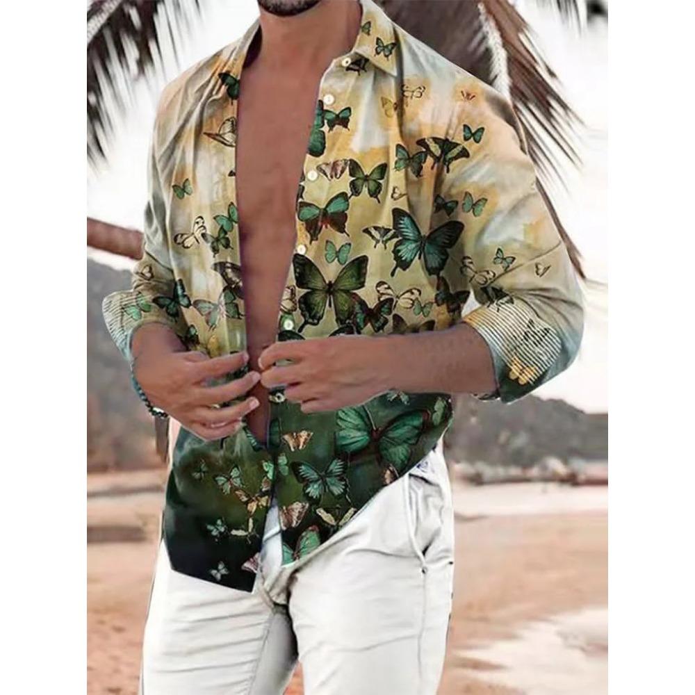 Men's Shirt 3D Print Oil Painting Colorful Floral Printing Long Sleeve Shirt Street Button Up Apparel Fashion Designer Casual