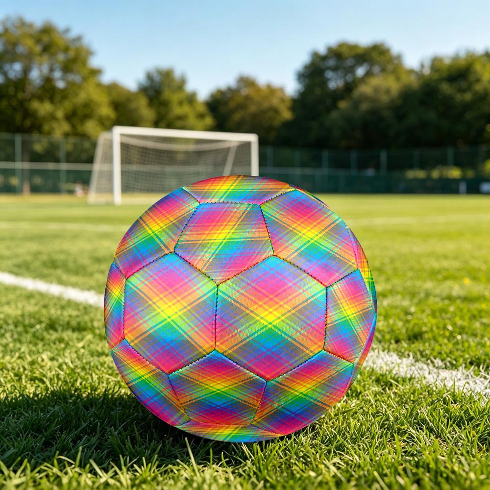 1pc Rainbow Plaid Size 5 Soccer Ball Professional Match Training Football Indoor &Outdoor Sports Ball Lightweight Durable m6551