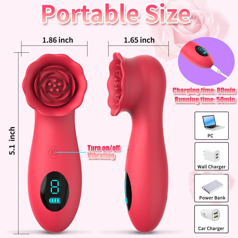 9 Modes Rose Vibrator Clitoral Stimulator for Women Smart LED Display Adult Sex Toys Powerful Female Teasing Mini Massager
