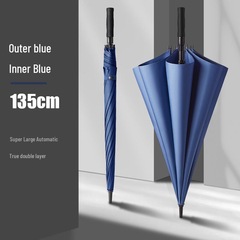 Extra Large Double Layer Automatic Umbrella for Two, Reinforced Long Handle, Stormproof and Sturdy