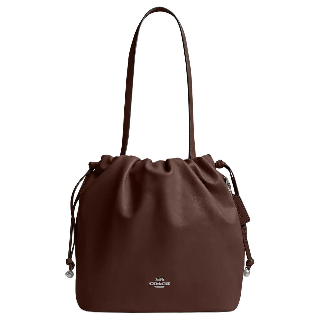 Coach Faye 28 Logo Drawstring Closure Epi Leather Tote Bag Shopping Bag Handheld Shoulder Bag Large Women Tote Maple CV947-SVMPL